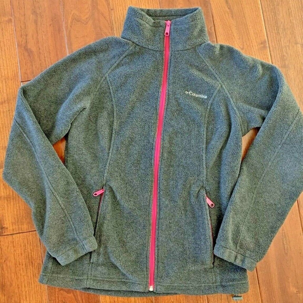 Columbia Benton Springs Full Zip Jacket Women's Size Small Soft Fleece Grey Pink